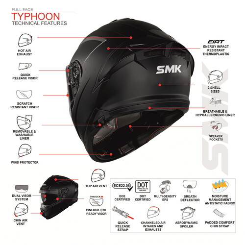  Smk Typhoon Reptile Kapalı Kask